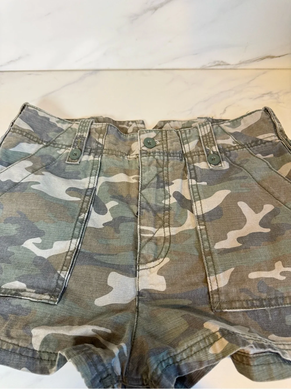 Free people camo denim shorts